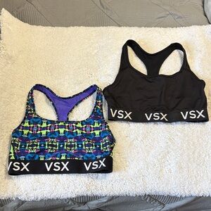 VSX Black Logo Sports Bra and Multicolor Geometric Racerback